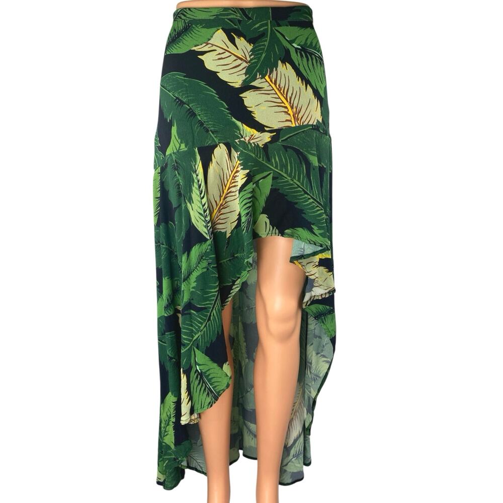 Beach Riot Rachel Green Leaf Print Floral High Low High Waisted Slip Skirt Sz L